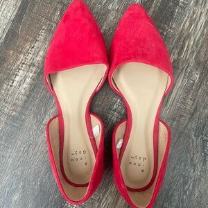 Red Pointed Toe Flats (never worn)